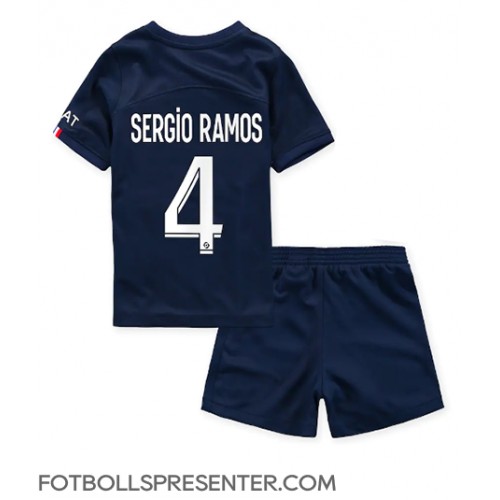 Paris Saint-Germain Sergio Ramos #4 Hemmatröja Barn 2022-23 Kortärmad (+ korta byxor)
